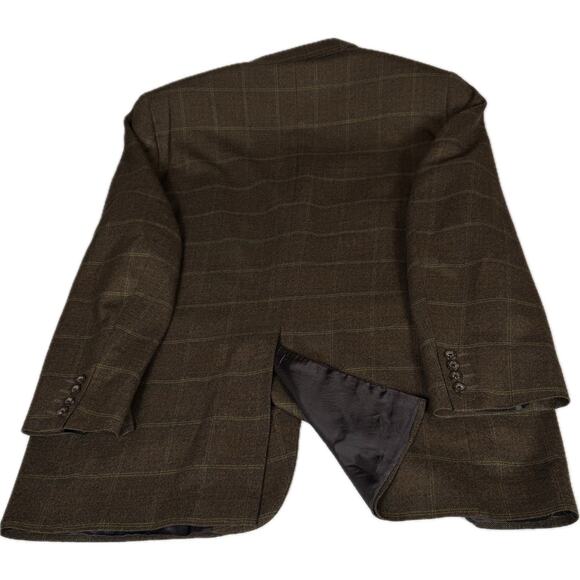 Jack Victor Montreal Brown Wool Cashmere Houndstooth 2 Button Blazer SZ 46L Coat - Picture 3 of 13